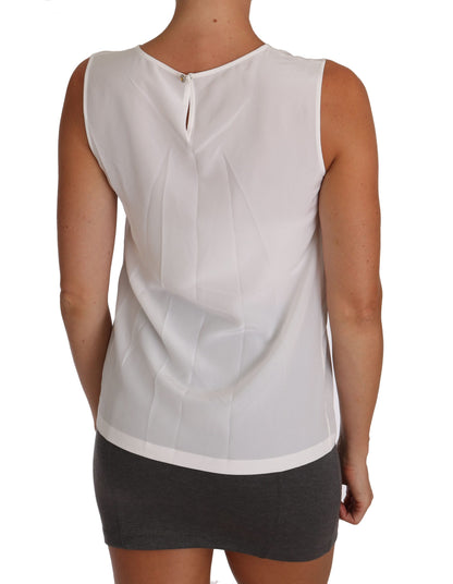 Dolce &amp; Gabbana Elegant Sleeveless White Silk Blouse Top