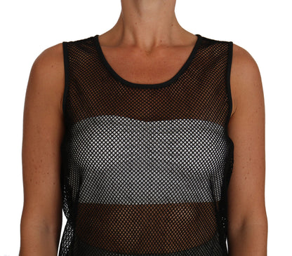 Dolce &amp; Gabbana Elegant Black Mesh Sleeveless Blouse Top