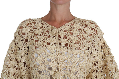 Dolce &amp; Gabbana Chic Beige Crochet Raffia Cardigan