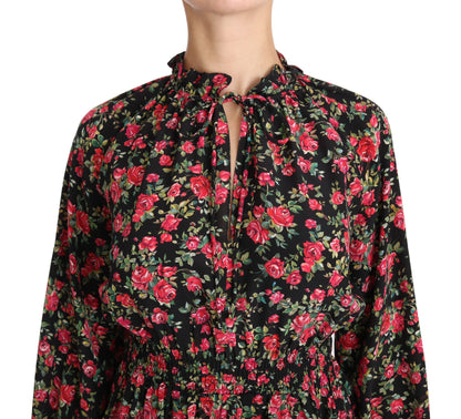 Dolce &amp; Gabbana Elegant Black Floral Silk Shirt