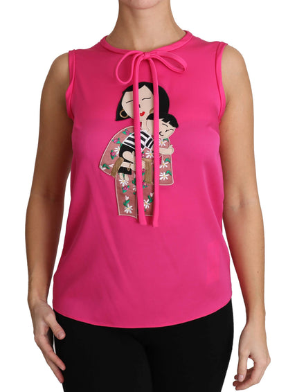 Dolce &amp; Gabbana Elegant Pink Silk Family Tank Top Shirt