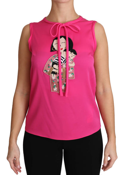 Dolce &amp; Gabbana Elegant Pink Silk Family Tank Top Shirt