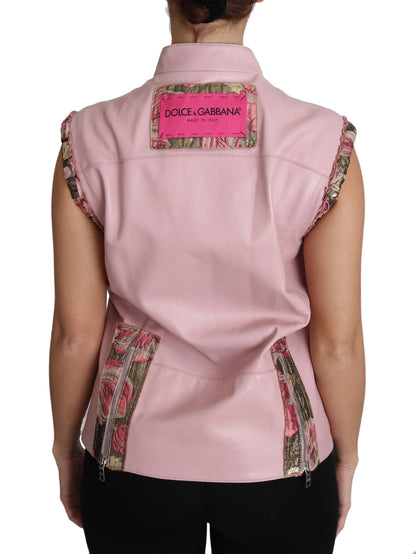 Dolce &amp; Gabbana Stunning Pink Sleeveless Leather Vest