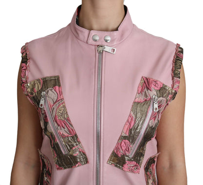 Dolce &amp; Gabbana Stunning Pink Sleeveless Leather Vest