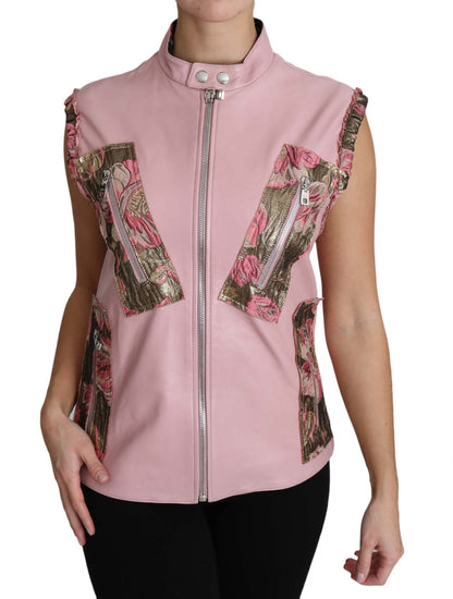 Dolce &amp; Gabbana Stunning Pink Sleeveless Leather Vest