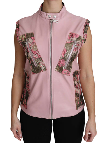 Dolce &amp; Gabbana Stunning Pink Sleeveless Leather Vest