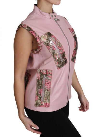 Dolce &amp; Gabbana Stunning Pink Sleeveless Leather Vest