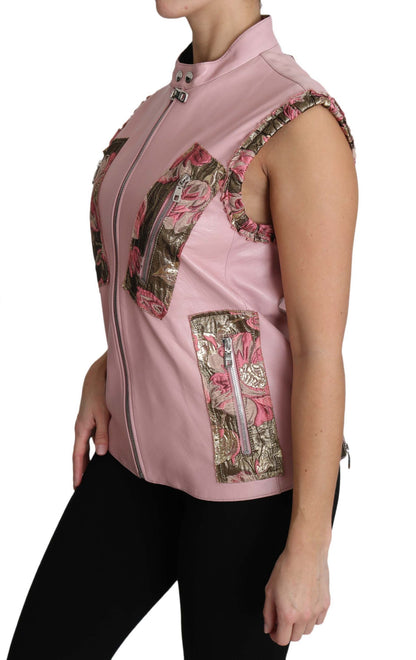 Dolce &amp; Gabbana Stunning Pink Sleeveless Leather Vest