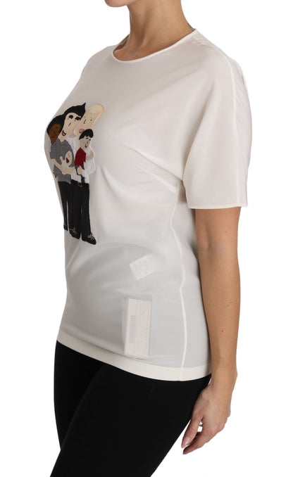 Dolce &amp; Gabbana Elegant Silk Crewneck Blouse with Applique