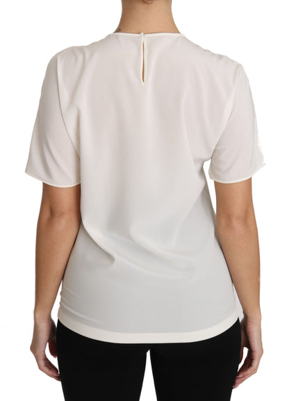 Dolce &amp; Gabbana Elegant Silk Crewneck Blouse with Applique