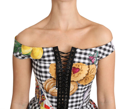 Dolce &amp; Gabbana Chic Checkered Corset Top Blouse