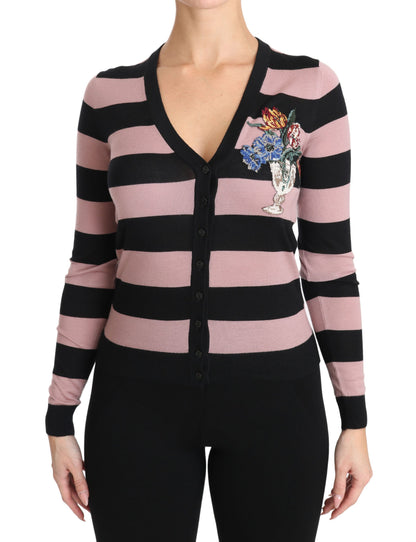 Dolce &amp; Gabbana Elegant Floral Embroidered Cashmere Cardigan