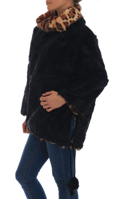 Dolce &amp; Gabbana Elegant Black Lamb Fur Short Coat