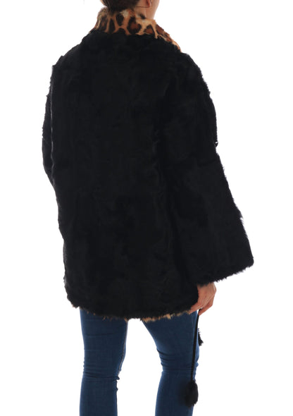 Dolce &amp; Gabbana Elegant Black Lamb Fur Short Coat