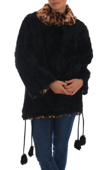 Dolce &amp; Gabbana Elegant Black Lamb Fur Short Coat