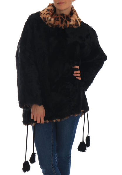 Dolce &amp; Gabbana Elegant Black Lamb Fur Short Coat