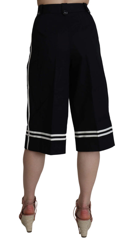 Dolce &amp; Gabbana Elegant High Waist Black Cotton Pants