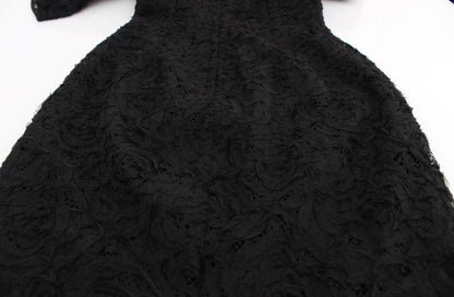 Dolce &amp; Gabbana Elegant Black Floral Lace Maxi Dress