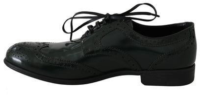 Dolce &amp; Gabbana Elegant Green Brogues Oxford Wingtip Flats