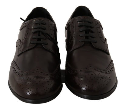 Dolce &amp; Gabbana Elegant Brown Leather Oxford Flats