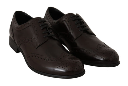 Dolce &amp; Gabbana Elegant Brown Leather Oxford Flats