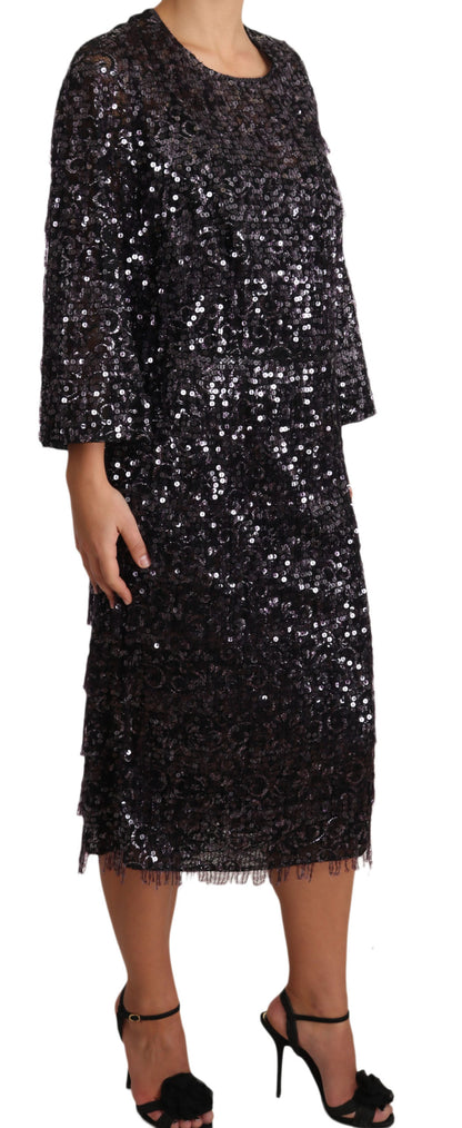 Dolce &amp; Gabbana Sequined Shift Midi Dress – Timeless Elegance