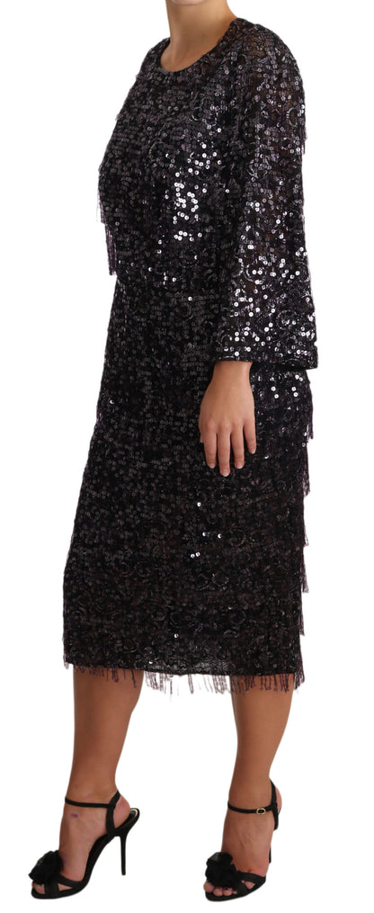 Dolce &amp; Gabbana Sequined Shift Midi Dress – Timeless Elegance