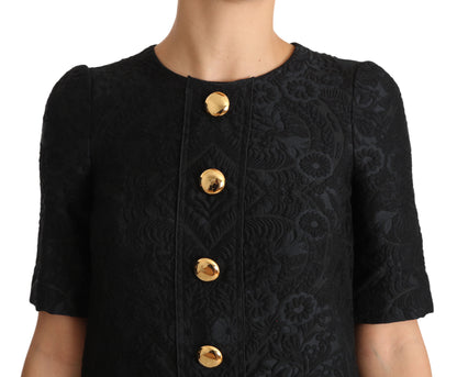 Dolce &amp; Gabbana Elegant Black Button Embellished Mini Dress