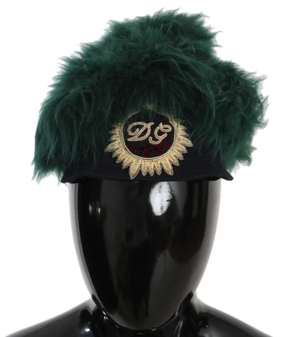 Dolce &amp; Gabbana Elegant Emerald Cashmere Cloche Cap