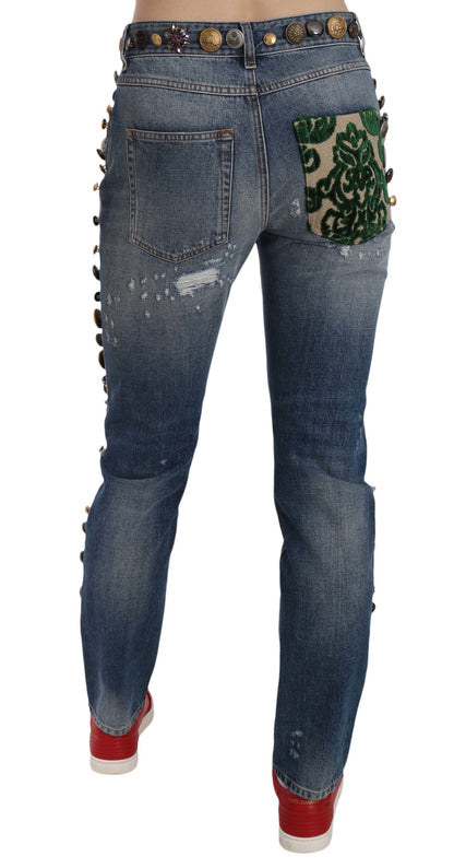 Dolce &amp; Gabbana Crystal Embellished Luxury Denim Jeans