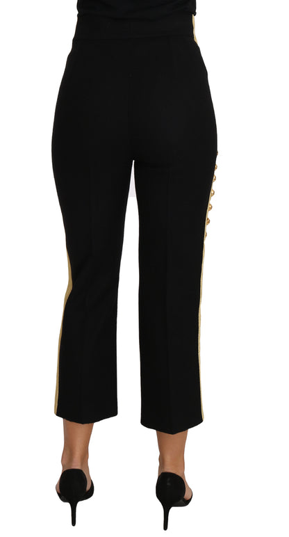 Dolce &amp; Gabbana Elegant Black Military Embellished Pants