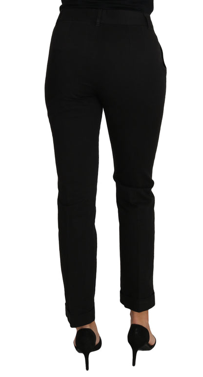 Dolce &amp; Gabbana Elegant Black Cotton Dress Pants