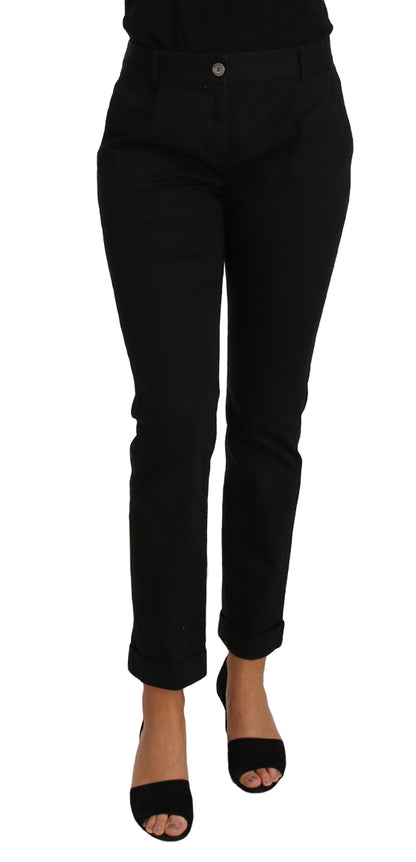 Dolce &amp; Gabbana Elegant Black Cotton Dress Pants