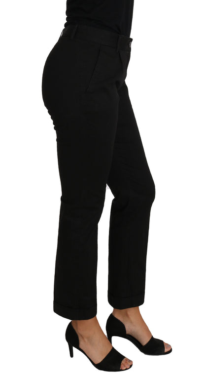 Dolce &amp; Gabbana Elegant Black Cotton Dress Pants