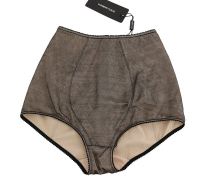 Dolce &amp; Gabbana Beige Black Net Cotton Blend Chic Underwear